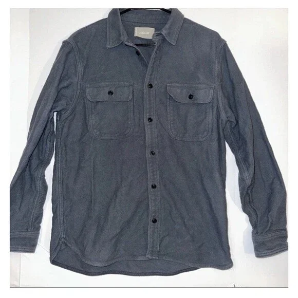 Everlane Men's L Heavyweight Overshirt Shacket Slate Blue Long Sleeve Button Up - Picture 6 of 8